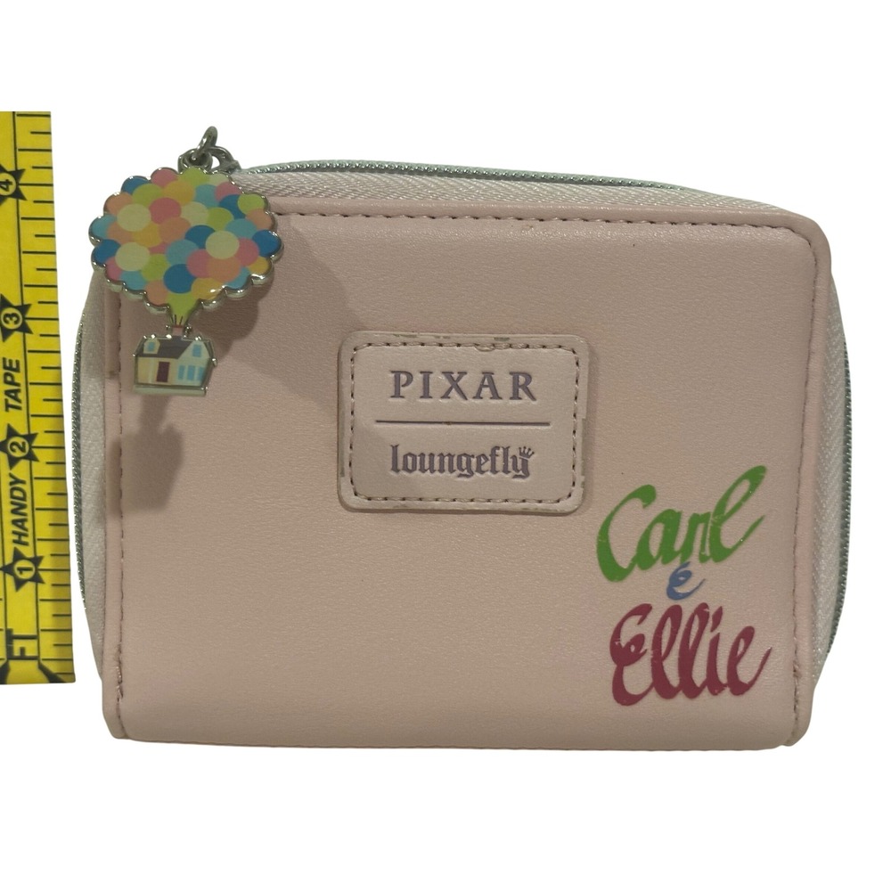 Loungefly Pixar Up Carl & Ellie Zip Around Wallet Pink Faux Leather Excellent